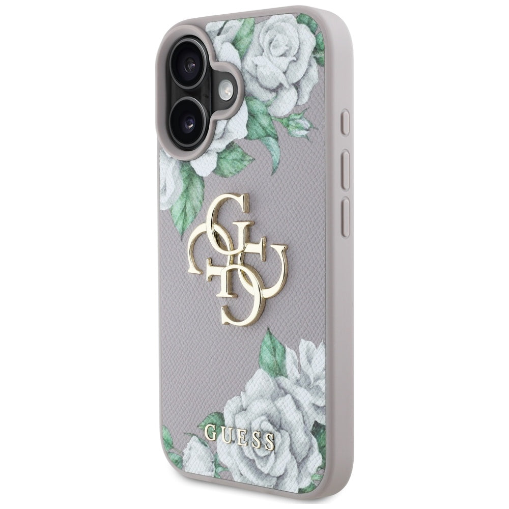 Capa para Apple iPhone 16, Guess, 4G Grained Roses Big Logo, Roxo