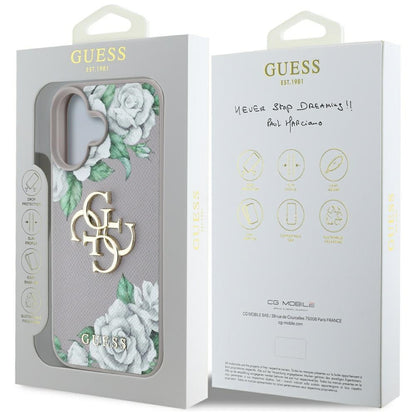 Capa para Apple iPhone 16, Guess, 4G Grained Roses Big Logo, Roxo