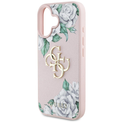 Capa para Apple iPhone 16, Guess, 4G Grained Roses Big Logo, Rosa