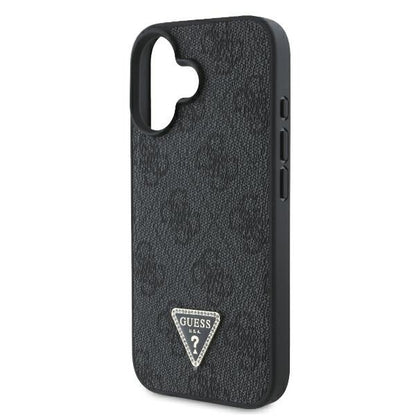 Capa para Apple iPhone 16, Guess, Crossbody 4G Triangle Strass, Preta