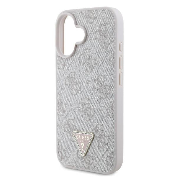 Capa para Apple iPhone 16, Guess, Crossbody 4G Triangle Strass, Rosa