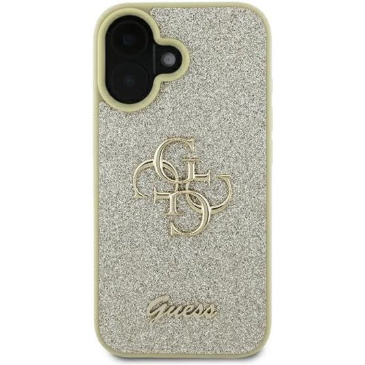 Capa para Apple iPhone 16, Guess, Fixed Glitter Big 4G, Dourada