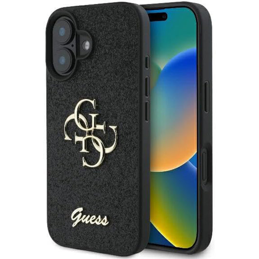Capa para Apple iPhone 16, Guess, Fixed Glitter Big 4G, Preta
