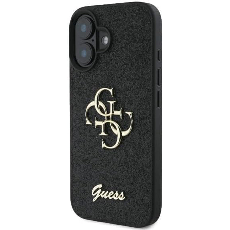 Capa para Apple iPhone 16, Guess, Fixed Glitter Big 4G, Preta