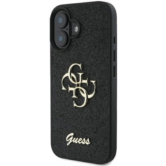 Capa para Apple iPhone 16, Guess, Fixed Glitter Big 4G, Preta