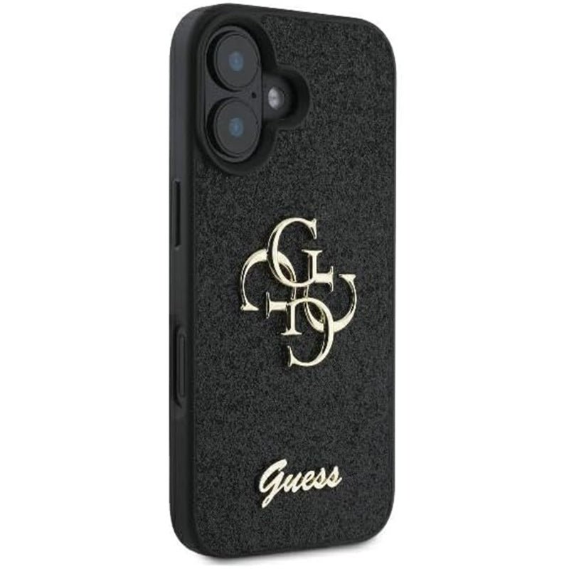 Capa para Apple iPhone 16, Guess, Fixed Glitter Big 4G, Preta