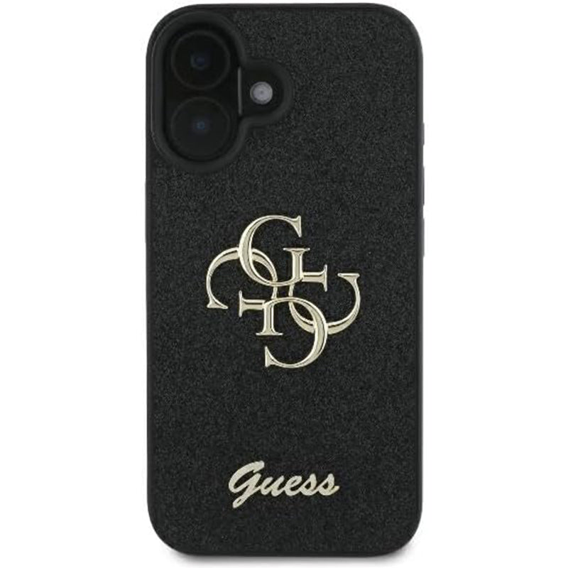 Capa para Apple iPhone 16, Guess, Fixed Glitter Big 4G, Preta