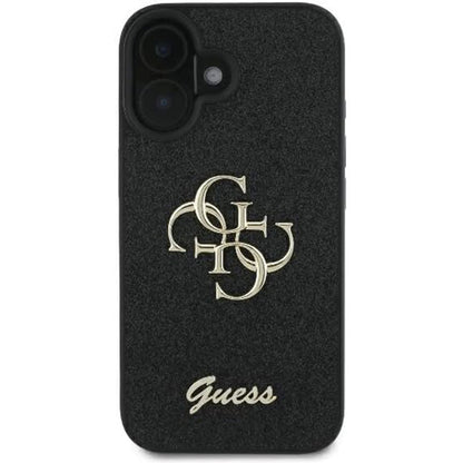 Capa para Apple iPhone 16, Guess, Fixed Glitter Big 4G, Preta