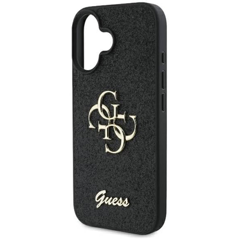 Capa para Apple iPhone 16, Guess, Fixed Glitter Big 4G, Preta