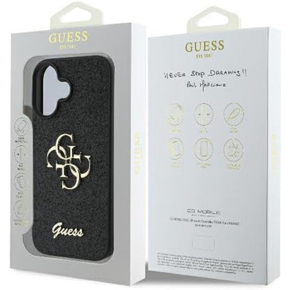 Capa para Apple iPhone 16, Guess, Fixed Glitter Big 4G, Preta