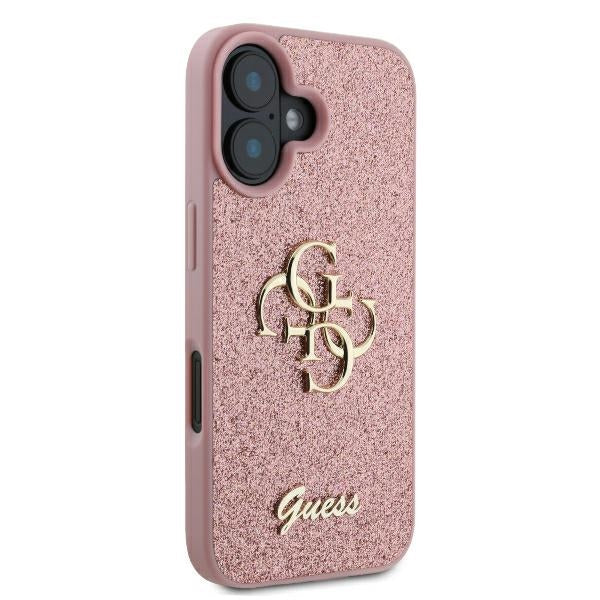 Capa para Apple iPhone 16, Guess, Fixed Glitter Big 4G, Rosa