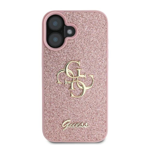 Capa para Apple iPhone 16, Guess, Fixed Glitter Big 4G, Rosa