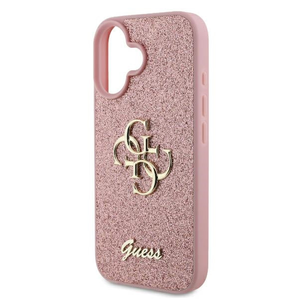 Capa para Apple iPhone 16, Guess, Fixed Glitter Big 4G, Rosa