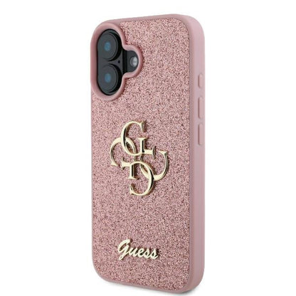 Capa para Apple iPhone 16, Guess, Fixed Glitter Big 4G, Rosa