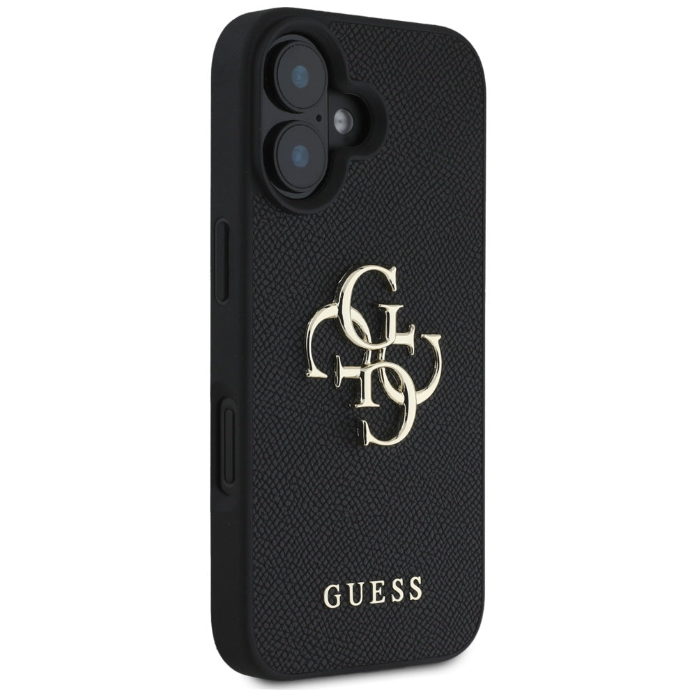 Capa para Apple iPhone 16, Guess, Grained Big 4G Logo Small Classic Logo, Preta