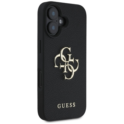 Capa para Apple iPhone 16, Guess, Grained Big 4G Logo Small Classic Logo, Preta