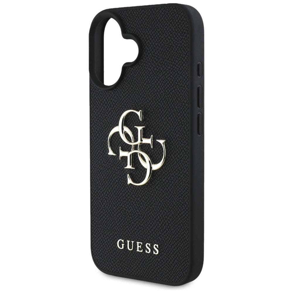 Capa para Apple iPhone 16, Guess, Grained Big 4G Logo Small Classic Logo, Preta