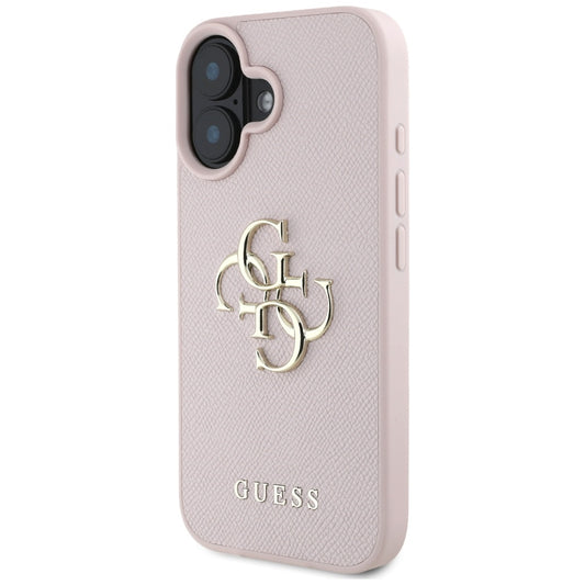 Capa para Apple iPhone 16, Guess, Grained Big 4G Logo Small Classic Logo, Rosa