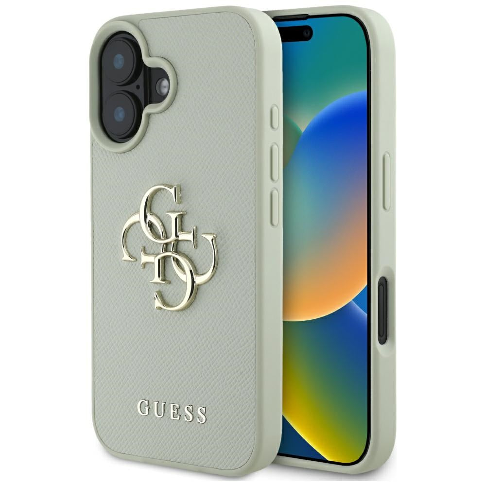 Capa para Apple iPhone 16, Guess, Grained Big 4G Logo Small Classic Logo, Verde