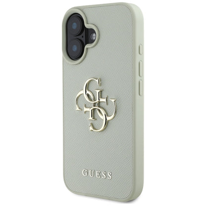 Capa para Apple iPhone 16, Guess, Grained Big 4G Logo Small Classic Logo, Verde