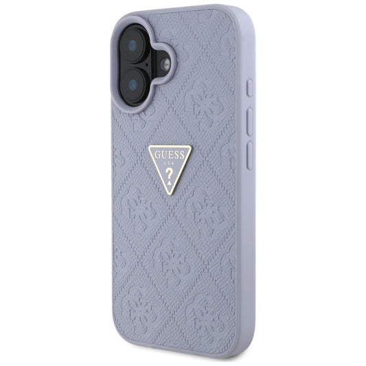 Capa para Apple iPhone 16, Guess, Hot Stamp 4G Pattern Triangle Logo, Lilás Claro