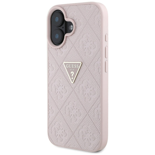 Capa para Apple iPhone 16, Guess, Hot Stamp 4G Pattern Triangle Logo, Rosa