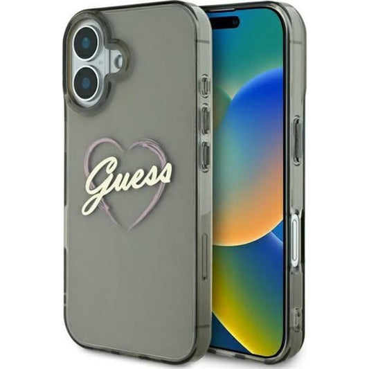 Capa para Apple iPhone 16, Guess, IML Heart, Preta