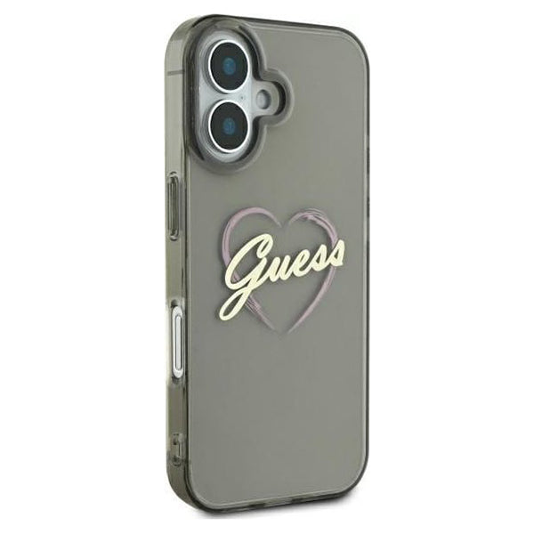 Capa para Apple iPhone 16, Guess, IML Heart, Preta