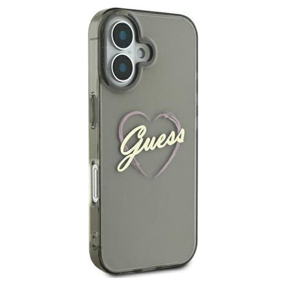 Capa para Apple iPhone 16, Guess, IML Heart, Preta
