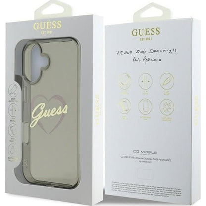 Capa para Apple iPhone 16, Guess, IML Heart, Preta