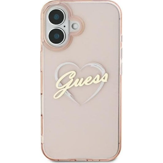Capa para Apple iPhone 16, Guess, IML Heart, Rosa