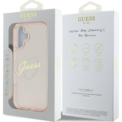 Case for Apple iPhone 16, Guess, IML Heart, Pink
