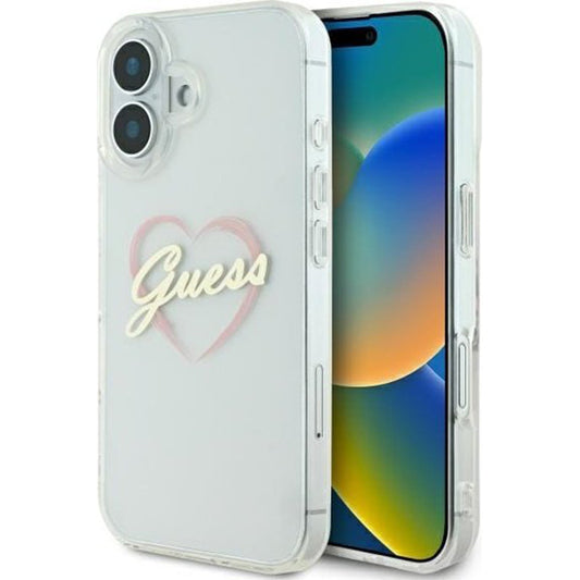 Capa para Apple iPhone 16, Guess, IML Heart, Transparente