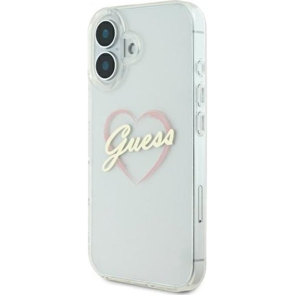 Case for Apple iPhone 16, Guess, IML Heart, Transparent