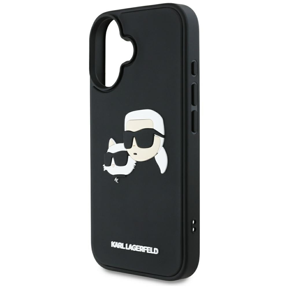 Capa para Apple iPhone 16, Karl Lagerfeld, 3D Rubber Karl & Choupette, Preta