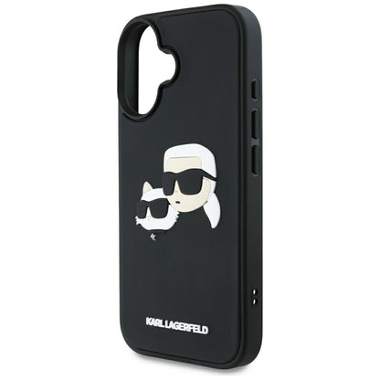Capa para Apple iPhone 16, Karl Lagerfeld, 3D Rubber Karl & Choupette, Preta