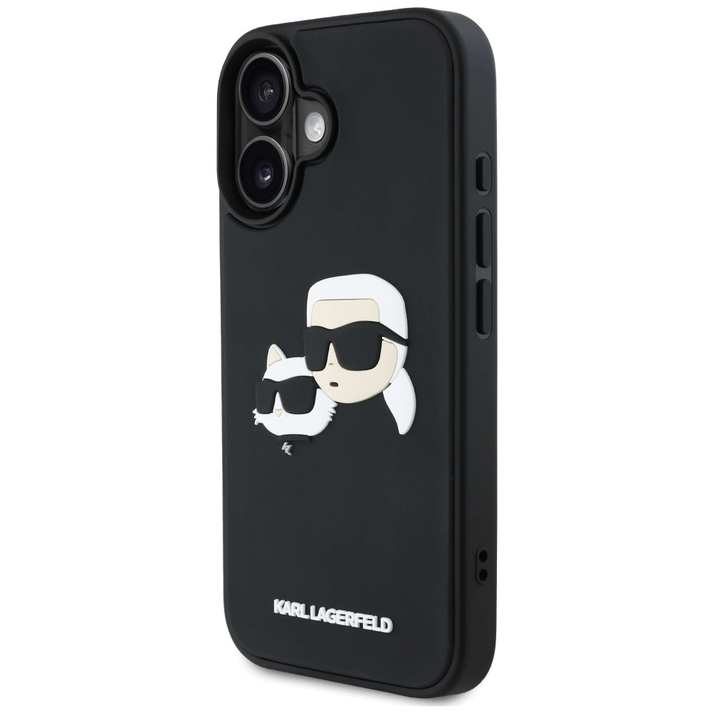 Capa para Apple iPhone 16, Karl Lagerfeld, 3D Rubber Karl & Choupette, Preta