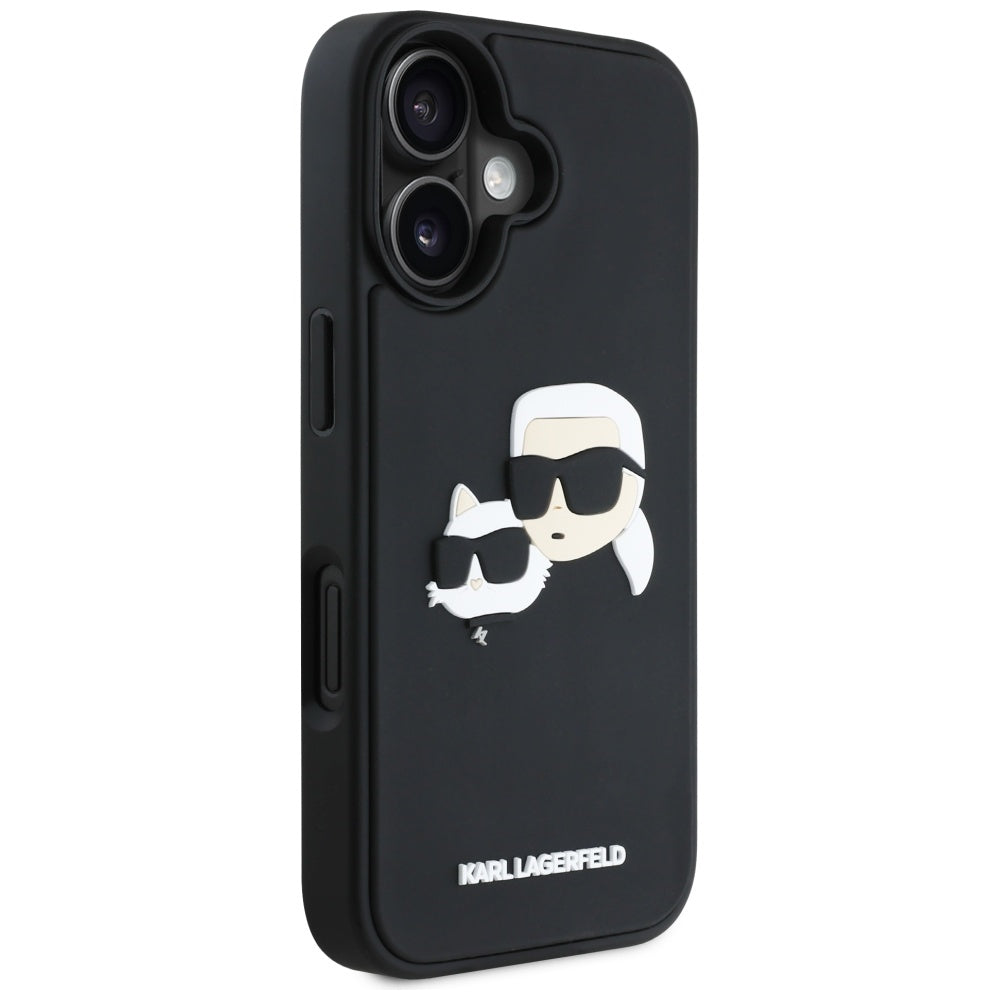Capa para Apple iPhone 16, Karl Lagerfeld, 3D Rubber Karl & Choupette, Preta
