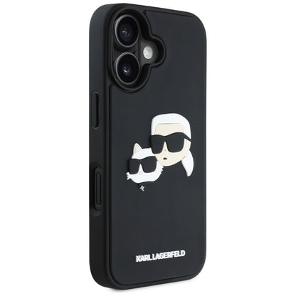Capa para Apple iPhone 16, Karl Lagerfeld, 3D Rubber Karl & Choupette, Preta