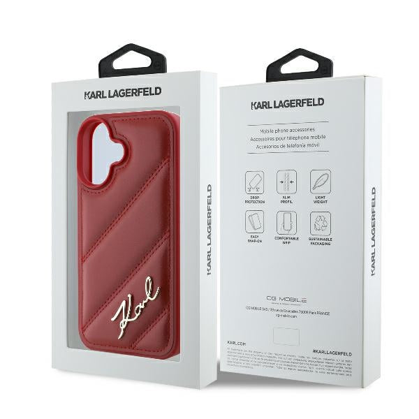 Capa para Apple iPhone 16, Karl Lagerfeld, Diagonal Quilted Script, Rosie