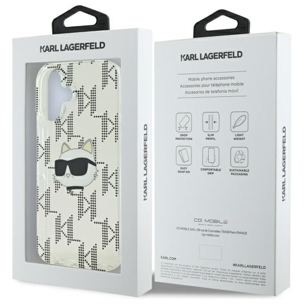 Case for Apple iPhone 16, Karl Lagerfeld, IML Luxury Electroplated Choupette's Head, Transparent