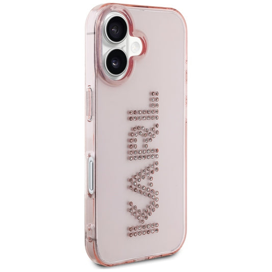 Capa para Apple iPhone 16, Karl Lagerfeld, IML Rhinestones Pink Logo, Rosa
