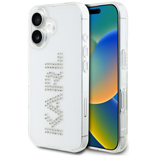 Capa para Apple iPhone 16, Karl Lagerfeld, IML Rhinestones Transparent Logo, Transparente