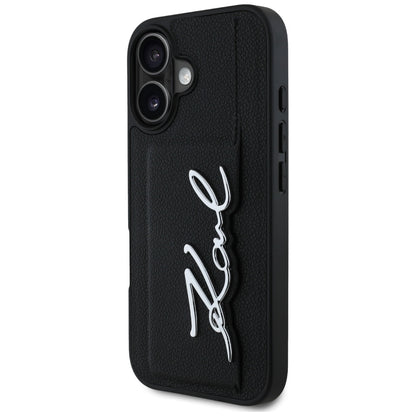 Capa para Apple iPhone 16, Karl Lagerfeld, Metal Signature, Preta