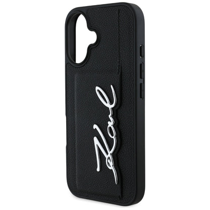 Capa para Apple iPhone 16, Karl Lagerfeld, Metal Signature, Preta