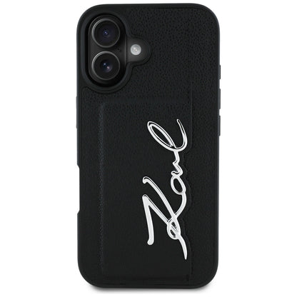 Capa para Apple iPhone 16, Karl Lagerfeld, Metal Signature, Preta