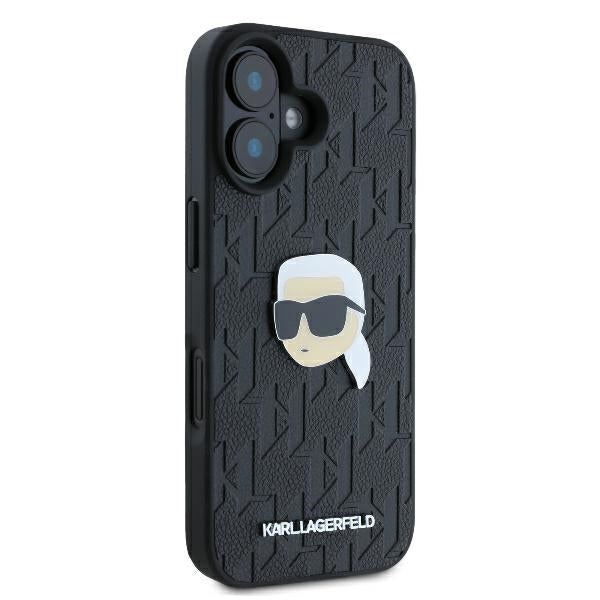 Capa para Apple iPhone 16, Karl Lagerfeld, Monograma Karl's Head, Preta