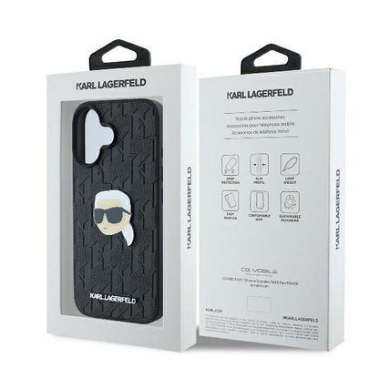 Capa para Apple iPhone 16, Karl Lagerfeld, Monograma Karl's Head, Preta