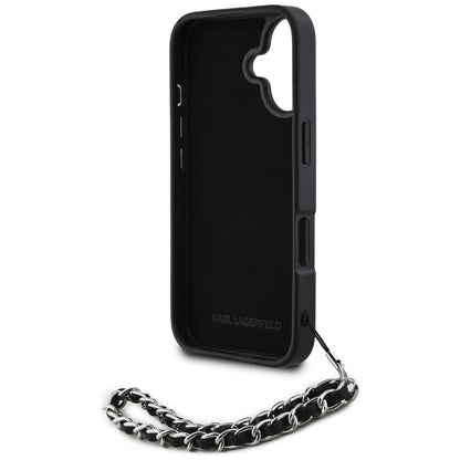 Capa para Apple iPhone 16, Karl Lagerfeld, Saffiano Crystals & Charm, Preta