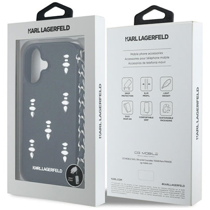 Capa para Apple iPhone 16, Karl Lagerfeld, Saffiano Crystals & Charm, Preta